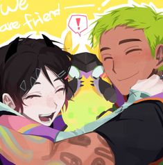 #ValorantArt #Gekko #Clove Clove X Gekko, 5 Anime, We Are Together, Haikyuu Fanart, Romantic Art, Anime Best Friends, Anime Angel, Green Hair