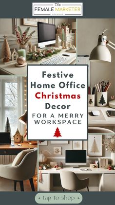 an advertisement for a home office christmas decor