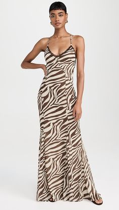 Runaway the Label Aminah Maxi Dress | Shopbop Runaway The Label, Zebra Dress, Printed Robe, Festival Looks, Animal Print Dresses, Printed Maxi, Brown Beige, Printed Maxi Dress, The Label