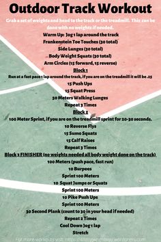 an outdoor track workout poster with instructions