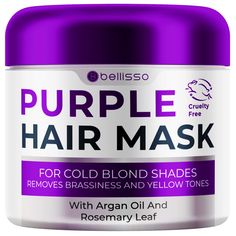 PRICES MAY VARY. BALANCES BRASSY TONES: This advanced purple hair mask has been engineered to give bleached, silver and gray hair a more natural appearance; Bellisso’s purple toner mask removes brassy and straw colored highlights, balancing your hair with even color from root to tip; Get Hollywood looks at home, free from imperfections with our purple conditioner mask for stunning hair that turns heads WITH BOTANICAL EXTRACTS: Bellisso’s purple mask for blonde hair is packed with plant extracts Purple Toner, Toner For Blonde Hair, Purple Mask, Purple Conditioner, Deep Conditioning Hair Mask, Brassy Hair, Purple Shampoo And Conditioner, Conditioning Hair Mask, Deep Conditioning Hair