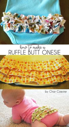 Ruffle Butt Onesie Tutorial Baby Things To Make, Baby Gifts Diy, Diy Onesies, Baby Onesies Diy, How To Make A Ruffle, Vestidos Bebe Crochet, Sew Baby, Baby Clothes Patterns Sewing