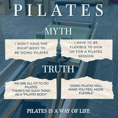 there is a sign that says pilates, truth and truth on the floor