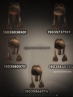 an image of different types of hats and numbers on the screen, including one with long hair