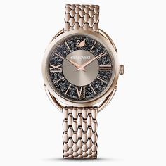 Swarovski Crystalline Glam Watch; Metal Bracelet; Gray; Champagne-Gold Tone Pvd Dalmazio Design Swarovski Watches, Metal Bracelet, Roman Numeral, The Gray, Champagne Gold, Nixon, Metal Bracelets, Steel Metal, Swiss Made