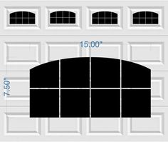 an image of a garage door with measurements for the top and bottom panels on it