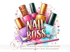 Gift Nail Art, Nail Polish Png, Salon Gifts, Nail Salon Decor, Colorful Nail, Nail Polish Bottles, You Used Me, Salon Decor, Digital Form