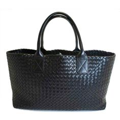 Bottega Veneta Gm Leather Hand Bag Black Classic Woven Leather Shopping Bags, Classic Woven Leather Bags For Shopping, Classic Woven Leather Tote Bag, Black Double Handle Shoulder Bag With Intrecciato Weave, Black Shoulder Bag With Intrecciato Weave And Double Handle, Black Bags With Intrecciato Weave, Black Intrecciato Weave Shoulder Bag With Double Handle, Classic Tote Bag With Intrecciato Weave, Black Travel Bag With Intrecciato Weave