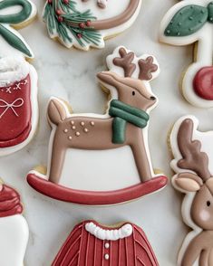 decorated christmas cookies with reindeer and sleigh