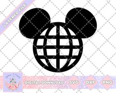 mickey mouse head with the world in it's center, svg file for cric