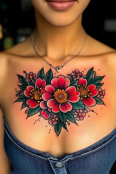 Chest Tattoo Flowers, Flower Tattoos For Women, Tattoo Flowers, Women Ideas, Flower Tattoo Designs, Chest Tattoo, Flower Tattoos, I Tattoo, Tattoos For Women