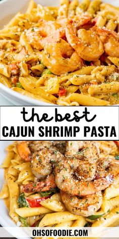 Text reads The Best Creamy Cajun Shrimp Pasta Cajun Gumbo Recipe, Cajun Rice Recipe, Easy Cajun Shrimp, Cajun Pasta Recipes, Creamy Cajun Shrimp, Cajun Seafood Boil, Creamy Cajun Shrimp Pasta, Shrimp Pasta Recipe