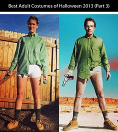 so simple, I love it! Breaking Bad Halloween Costume, Breaking Bad Halloween, Breaking Bad Costume, Worst Costume, Homemade Halloween Costumes, Trendy Halloween Costumes, Halloween Costume Outfits, Trendy Halloween, Fantasias Halloween