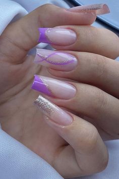 New Year Nails, Violet Nails, Gel Nails French, Multicolored Nails, Summer Nail Ideas, Nails Designer, May Nails, Summer Toe Nails