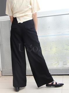 Sku CY-!33705 Material Dacron Style Loose , Plus Size , Wide Leg Occasion Going out , Casual , Simple Seasons Spring , Summer , Autumn , Winter Type Casual Pants Bottoms Color BLACK,PINK,BROWN Size S,M Size chart: Please consult the size chart we provide for this item's measurements to help you decide which size to buy. Please note: There may be 1-3cm differ due to manual measurement. CMINCH Waist Hips Length S 66 108 101 M 70 112 102 Casual Black Wide Leg Dress Pants, Baggy Black Full-length Dress Pants, Casual Black Straight Dress Pants, Baggy Black Dress Pants With Pockets, Black Baggy Dress Pants With Pockets, Black Relaxed Fit Dress Pants Casual Style, Black Relaxed Fit Bottoms For Business Casual, Trendy Black Wide Leg Bottoms, Casual Non-stretch Full-length Dress Pants