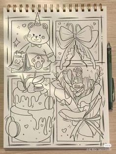 a coloring book with an image of teddy bears on it