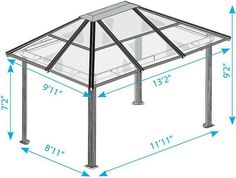 an image of a gazebo with measurements for the top and side panels on it