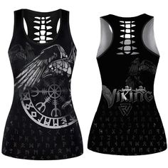 Viking Hollow Tank Top Raven Helm Of Awe Helm Of Awe, Vikings, High Definition, Dark Blue, Thread, Long Lasting, Dye, Heat, Tank Top