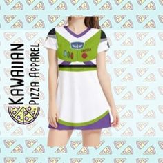 *PLEASE PLACE ORDERS BY SEPTEMBER 20TH (11:59 PM EST) FOR GUARANTEED HALLOWEEN DELIVERY* Sublimation printed dress great for a disneybound, halloween costume or everyday wear! I strive to be as film-accurate with my designs as possible and this design is printed using a sublimation printer, meaning the design is dyed into the fabric, making the design last longer than traditionally printed dresses. Printed on a 90% polyester, 10% spandex short sleeve v-neck dress in sizes XS-5XL. Dresses fall 1- Buzz Lightyear Inspired Outfit, Disney Bounding Buzz Lightyear, Buzz Lightyear Disney Outfit, Buzz Lightyear Dress Toddler, Buzz Lightyear Tshirt, Frozen Inspired, Spandex Shorts, Screen Printing Shirts, Maxi Dress With Sleeves