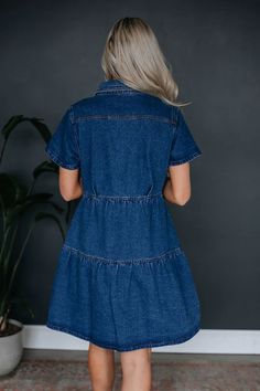 Women's Denim Dress Lapel Single Breasted Ruffle Dress Fitted Denim Dress With Ruffle Hem, Fitted Medium Wash Denim Dress With Ruffles, Medium Wash Denim Mini Dress With Ruffles, Denim Blue Mini Dress With Ruffles, Medium Wash Denim Dress With Ruffle Hem, Denim Blue Ruffled Mini Dress, Spring Denim Blue Dress With Ruffle Hem, Casual Denim Blue Mini Dress With Ruffles, Fitted Ruffle Denim Dress For Day Out