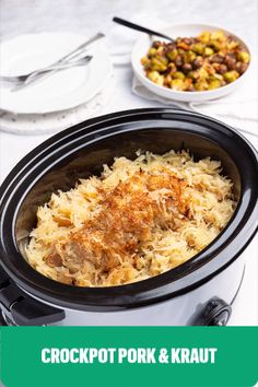 the crockpot pork and kraut is ready to be eaten