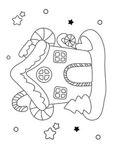 Printable Cookies, Christmas Coloring Pages Free Printable, Fraction Art, Gingerbread House Clipart, Cookies House, House Coloring Pages, Free Christmas Coloring Pages, House Clipart, House Colouring Pages