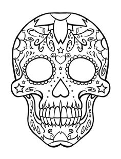 a black and white drawing of a skull