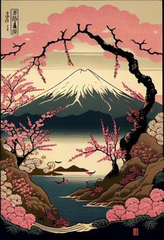 Japanese Pop Art, Cherry Blossom Japan, Japanese Art Styles, Japan Painting, Japanese Artwork, Traditional Japanese Art