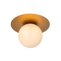 The Tricia flush ceiling fitting has a simple, yet modern look and is perfect for rooms with low ceilings. It features a circular ceiling plate in matt gold finish with a white glass, globe shaped shade. This stylish design is ideal for modern or contemporary decors and will look great in your living room, dining room, hallway, or bedroom, it's also suitable for dimming when used with a compatible dimmer switch and dimmable bulb.Colour: Matt GoldMaterial: MetalIP Rating: IP20Power Source: Mains VoltageBulb Requirement: Max 15W Decorative Filament Screw Golf Ball Bulb, sold separately.Guarantee: 2 years guarantee.Dimensions: Overall - H 175 x W 250 x D 250mm Globe Ceiling Light, Led Bathroom Lights, Led Garden Lights, Stainless Steel Lighting, Flush Light, Semi Flush Ceiling Lights, Direct Lighting, Led Spot, Ball Lights