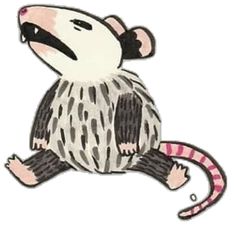 a drawing of a rat sitting on the ground