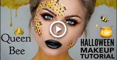 queen bee makeup tutorial | halloween makeup | BeeisforBeeauty #diy #makeup Queen Bee Makeup, Cleopatra Halloween Makeup, Unicorn Makeup Tutorial, Deer Makeup Tutorial, Makeup Tutorial Halloween, Cat Face Makeup, Costume Makeup Tutorial, Pirate Makeup