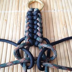 a close up of a dog leash on a mat