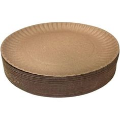 brown paper plates stacked on top of each other