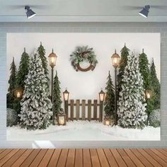 Christmas Tree Snow Winter Candle Festival Baby Family Portrait Photography Background Christmas Scene Photoshoot, Homeware Display, Christmas Tree Backdrop, Event Wall, Decor Natal, Tree Backdrop, Christmas Photo Booth Backdrop, Church Christmas Decorations, Photo Backdrop Christmas