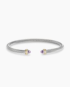 David Yurman | Classic Cable Bracelet in Sterling Silver with 18K Yellow Gold and Amethyst, 4mm Amythest Bracelet, Artistic Signature, David Yurman Bracelets, David Yurman Bracelet, Black Onyx Bracelet, Cable Bracelets, Women's Bracelets, Onyx Bracelet, Amethyst Bracelet