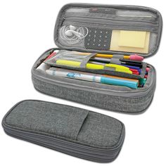 The stylish pencil case can expand and hold approximately 50 pens or pencils. Case is sturdy, durable, and has multiple zippers and pockets. Measures 9" L x 4-1/4" W. Wrap-around expansion zipper allows thickness to go from 1-3/8" to 2-1/2" in an instant! Front pocket keeps frequently used item easily accessible. Store small items in a zippered mesh compartment. 5 elastic pen slots keep pens or brushes from moving. Sold as a pack of 3 pencil cases. Cheap Compact Pencil Case For Gift, Cheap Compact Pencil Case As Gift, Cheap Rectangular Pencil Case With Zipper Pocket, Cheap Pencil Case With Zipper, Cheap Green Pencil Case With Pen Slots, Cheap Black Pencil Case With Zipper Closure, Cheap School Pencil Case With Zipper Closure, Cheap Compact Pencil Case For Daily Use, Cheap Multifunctional Pencil Case With Pen Slots