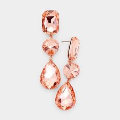 Size: 0.75" x 3" Post Back Evening Earrings, Peach Rose, Golden Goddess, Go Pink, Head Chain, Wrist Wear, Hat And Scarf Sets, Peach Roses, Chains Necklaces