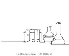 a line drawing of test tubes and flasks