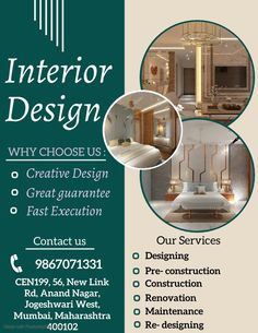 an advertisement for interior design company