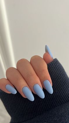 Matte Nail Colors, Blue Matte Nails, Blue Nail Color, Plain Nails, Nail Colors Winter, Blue Nail, Matte Nails, Blue Nails