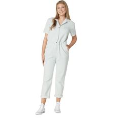 Size Xs Runs A Tad Big In Excellent Condition No Rips Tears Or Stains Front Zipper White Utility Jumpsuit, Jumpsuit Short Sleeve, Hunter Brown, Jumpsuit Short, Utility Jumpsuit, Indigo Denim, Women Hunters, Brown Pants, Denim Short