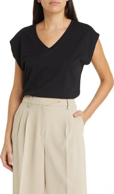 Nordstrom V-Neck Pima Cotton T-Shirt | Nordstromrack T Shirt Cut, Cut Tshirt, Free Fabric, Cut Shirts, Black Fits, Pima Cotton, Cotton T Shirt, Amazing Women, Peru