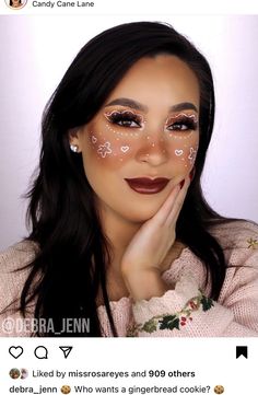 Gold Holiday Makeup, Gingerbread Makeup, Pretty Fresh Foundation, Creative Christmas Makeup, Festive Holiday Makeup, Holiday Makeup Ideas, Reindeer Makeup, Makeup Looks Ideas