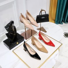 Overview:
 
 Unique design, stylish and beautiful.
 
 Good material, comfortable feet.
 
 A variety of colors, any choice.
 
 
 Specification:
 

Popular elements: shallow mouth, thick heel
 
 Toe shape: pointy
 
 Heel height: 4.5CM
 
 Pattern: solid color
 
 Color: black, red, khaki, nude
 
 Size: 35,36,37,38,39,40,41
 
 Sole material: rubber
 
 Closing mode: push

Size Information：




 Package Content:
 
 1 pair x shoes Trendy Low Heel Court Shoes For Office, Trendy Pointed Toe Block Heels For Office, Trendy Pointed Toe Block Heels For Work, Trendy Pointed Toe Court Shoes For Office, Trendy Pointed Toe Business Heels, Trendy Pointed Toe Heels For Business, Square High Heels, Pointy Heels, Patent Shoes