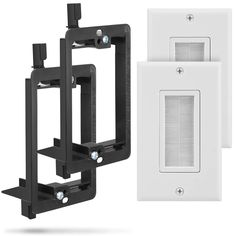 an electrical outlet and wall plate with two different types of mountings on each side