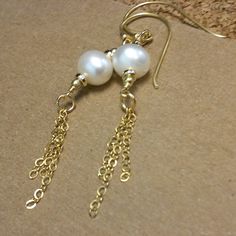 Pearl Earrings  Pearl Jewelry  Gold Jewelry  June Dangle Pearl Chain Earrings For Anniversary, Dangle Pearl Earrings For Anniversary, Pearl Dangle Earrings For Anniversary, Dangle Pearl Jewelry For Anniversary, Pearl Dangle Jewelry For Anniversary, Pebble Jewelry, Beaded Earrings Diy, Freshwater Pearl Jewelry, Jewelry Bracelets Gold