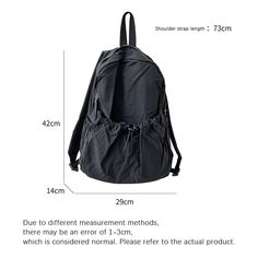 Lightweight Nylon Women's Bag Youth Zipper Backpack Bag Middle Backpack Korean Preppy Style Ladies Travel Shoulder Bag Unit weight: 0.3kg Colors: black, apricot, khaki, green, pink, blue Size: 42cmX29cmX14cm Material: Nylon Lining: polyester Opening method: zipper Hardness: Soft Outer bag type: open pocket With or without interlayer: Yes Applicable scenario: leisure travel Tips:?Due to the different brightness displayed on different computer monitors, the effect we see is also different. We have Back To School Nylon Bags With Pockets, Solid Nylon Backpack, Solid Color Nylon Backpack, Sporty Large Capacity Nylon Backpack, Large Capacity Solid Color Backpack For Outdoor Activities, Nylon Backpack Gym Bag For Travel, Outdoor Shoulder Bag With Zipper For Back To School, Back To School Outdoor Shoulder Bag With Zipper, Large Capacity Solid Backpack For Outdoor Activities