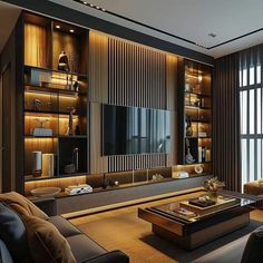 the living room is decorated in modern style