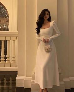 Party Dress Classy Elegant Long, White Dress Classy Elegant Long Sleeve, Elegant Long Sleeve Dresses Classy, Prom Dresses Sleeves Modest, White Dresses With Sleeves, Pretty Gowns Classy, Modest Princess Dresses, Pretty Long Dresses Casual, Simple Prom Dress With Sleeves