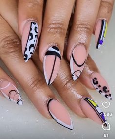 White Abstract Nails Almond, Braid Styles For Short Natural Hair, Africa Inspired Nails, Braider Nails, African Nails, Abstract Nail, Stiletto Nails Designs, Nail Candy, Dope Nail Designs